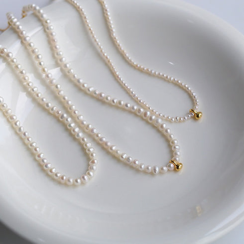 Gold Beaded Pearl Necklace - Zafari Studio Jewelry
