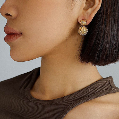 Dual Ball Gold Earrings - Zafari Studio Jewelry