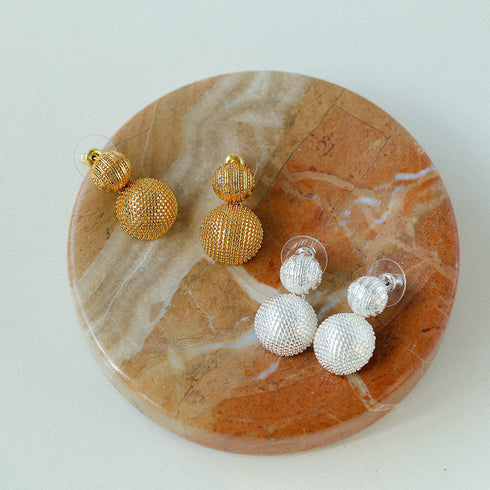 Dual Ball Gold Earrings - Zafari Studio Jewelry