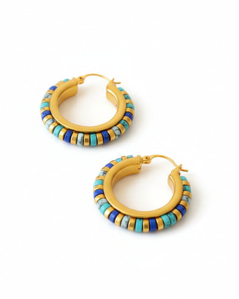Gemstone Hoop Earrings - Zafari Studio Jewelry