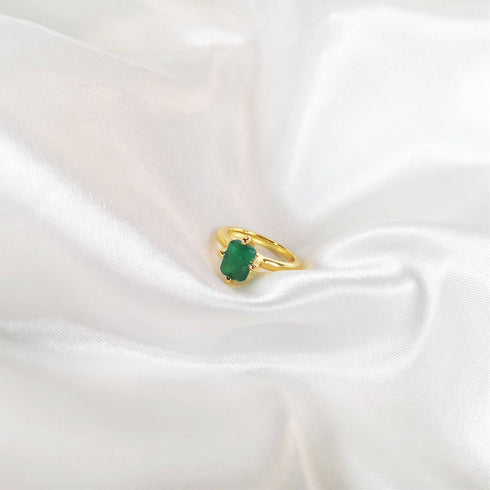 Green Agate Ring Gold Vermeil - Zafari Studio Jewelry