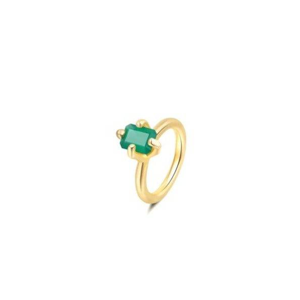 Green Agate Ring Gold Vermeil - Zafari Studio Jewelry