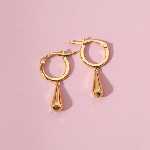 MIA Briolette Drop Huggie Hoop Earrings Gold Vermeil - Zafari Studio Jewelry