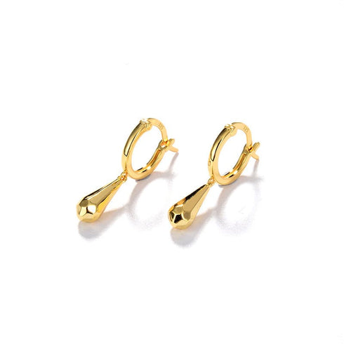 MIA Briolette Drop Huggie Hoop Earrings Gold Vermeil - Zafari Studio Jewelry