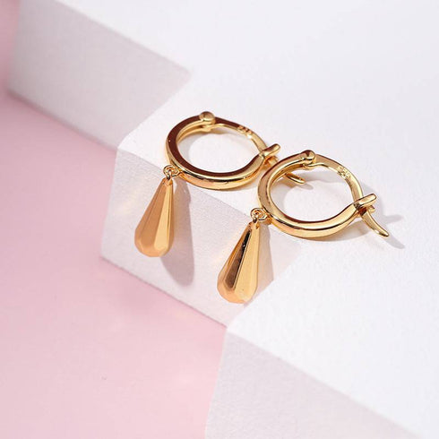 MIA Briolette Drop Huggie Hoop Earrings Gold Vermeil - Zafari Studio Jewelry