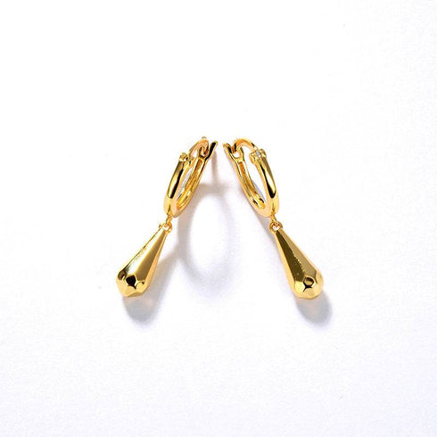 MIA Briolette Drop Huggie Hoop Earrings Gold Vermeil - Zafari Studio Jewelry