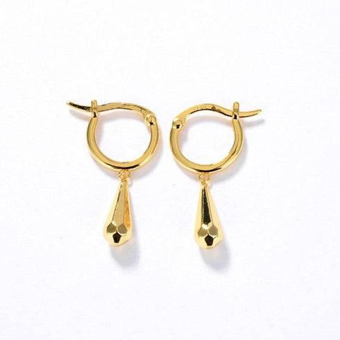MIA Briolette Drop Huggie Hoop Earrings Gold Vermeil - Zafari Studio Jewelry