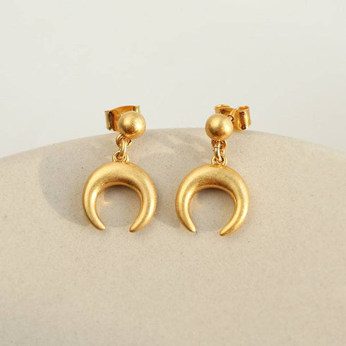 Vintage Brushed Gold Unicorn Earrings - Zafari Studio Jewelry