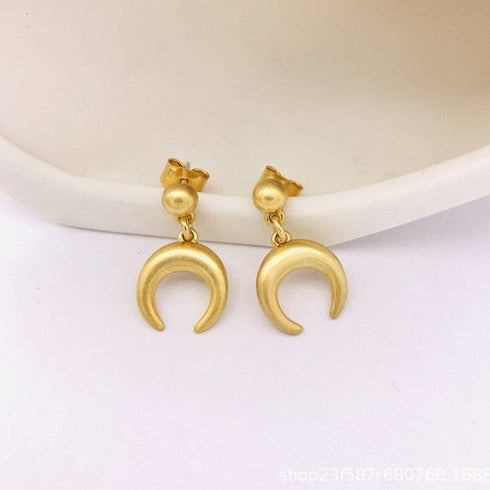 Vintage Brushed Gold Unicorn Earrings - Zafari Studio Jewelry