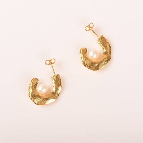 CASSIE Pearl Earrings Gold Vermeil - Zafari Studio Jewelry