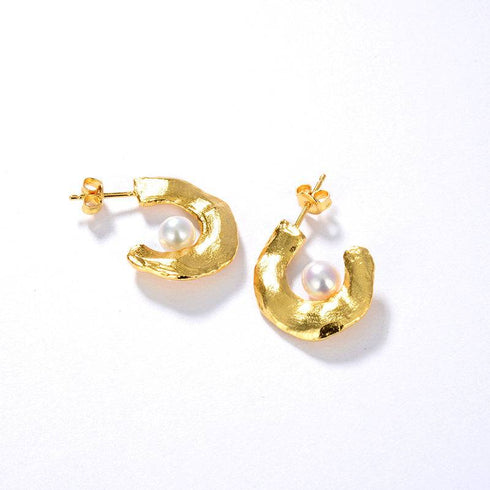 CASSIE Pearl Earrings Gold Vermeil - Zafari Studio Jewelry