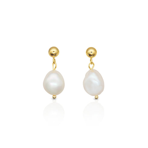 Simple freshwater baroque pearl stud gold vermeil earring - Zafari Studio Jewelry