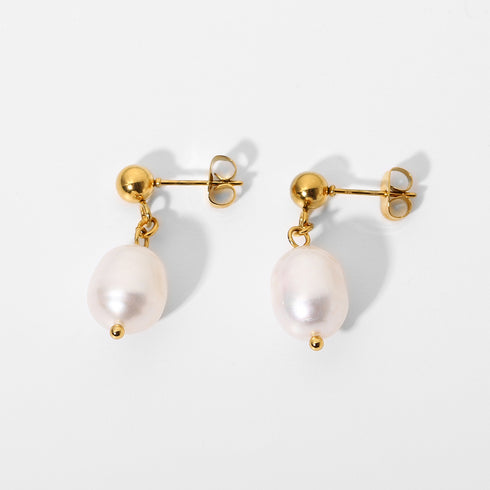 Simple freshwater baroque pearl stud gold vermeil earring - Zafari Studio Jewelry