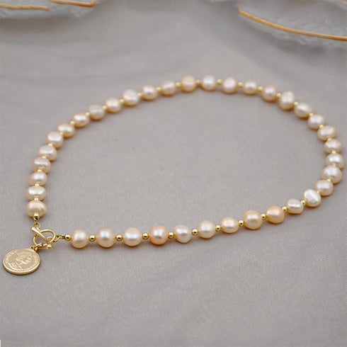 Queen Coin Pendant Pearl Necklace - Zafari Studio Jewelry