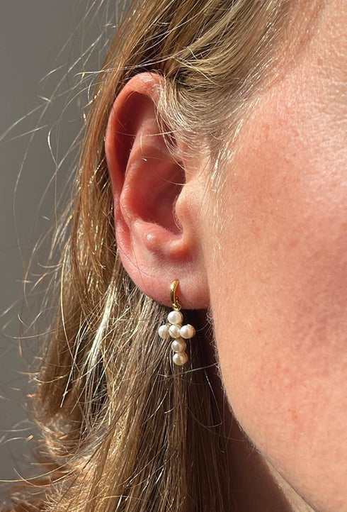 Vintage Cross Pearl Earrings Gold Vermeil - Zafari Studio Jewelry