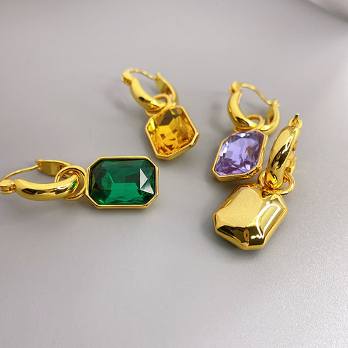 Cube Crystals Hoops Earrings - Zafari Studio Jewelry