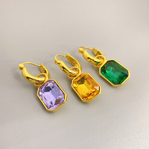 Cube Crystals Hoops Earrings - Zafari Studio Jewelry