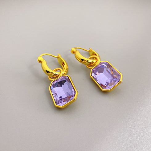 Cube Crystals Hoops Earrings - Zafari Studio Jewelry