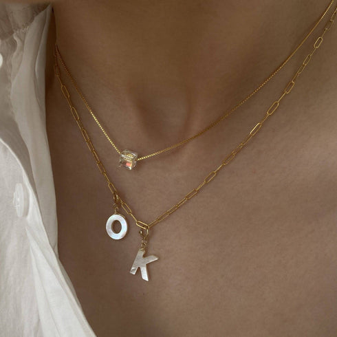 Symphony Swarovski Cube Crystal Necklace Gold Vermeil - Zafari Studio Jewelry