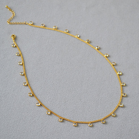 Cubic zirconia bean pendant dainty necklace - Zafari Studio Jewelry