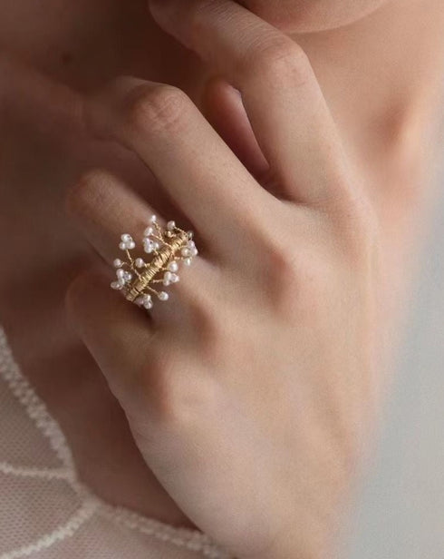 Dainty mini pearls ring - Zafari Studio Jewelry