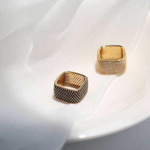 Dazzling Square Zirconia Encrusted Ring - Zafari Studio Jewelry