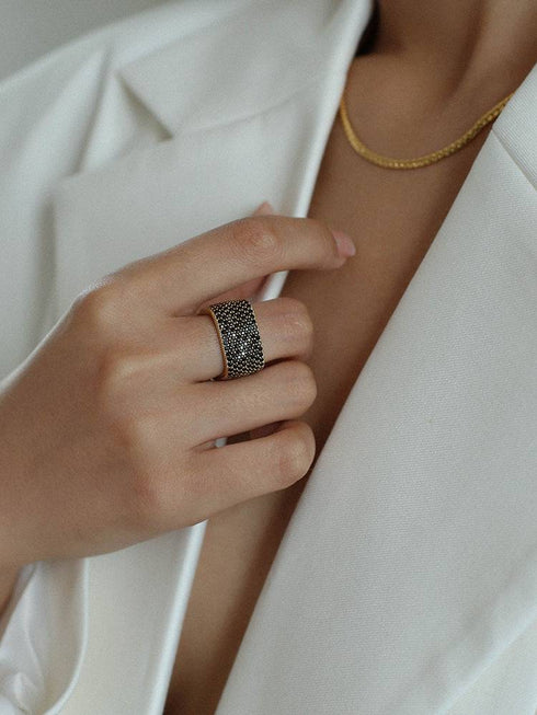 Dazzling Square Zirconia Encrusted Ring - Zafari Studio Jewelry