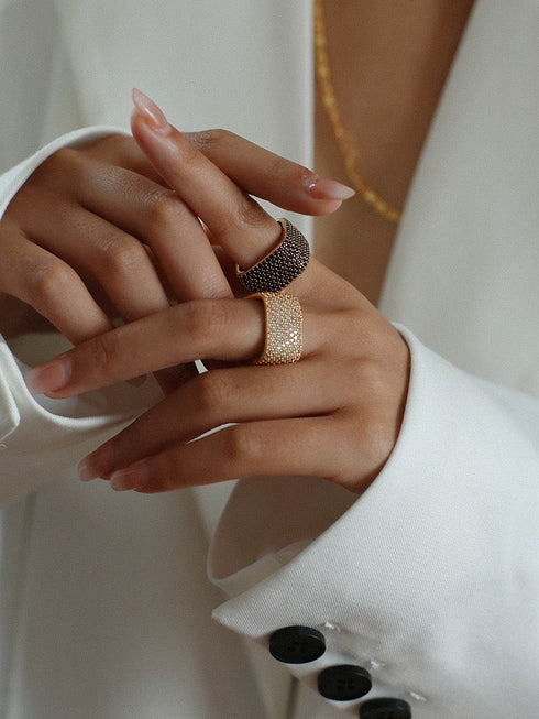 Dazzling Square Zirconia Encrusted Ring - Zafari Studio Jewelry