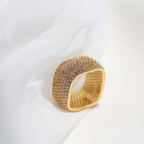 Dazzling Square Zirconia Encrusted Ring - Zafari Studio Jewelry