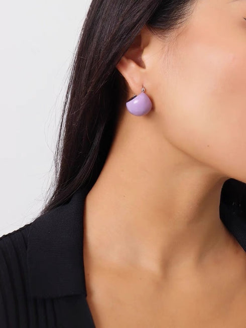 Color Enamel Round Disco Ball Hoop Stud Gold Earrings - Zafari Studio Jewelry