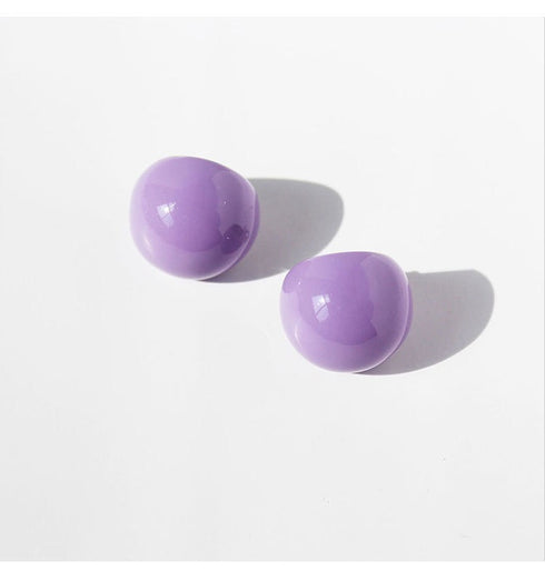 Color Enamel Round Disco Ball Hoop Stud Gold Earrings - Zafari Studio Jewelry