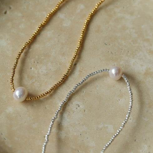 Disco Bead Freshwater Pearl Necklace - Zafari Studio Jewelry