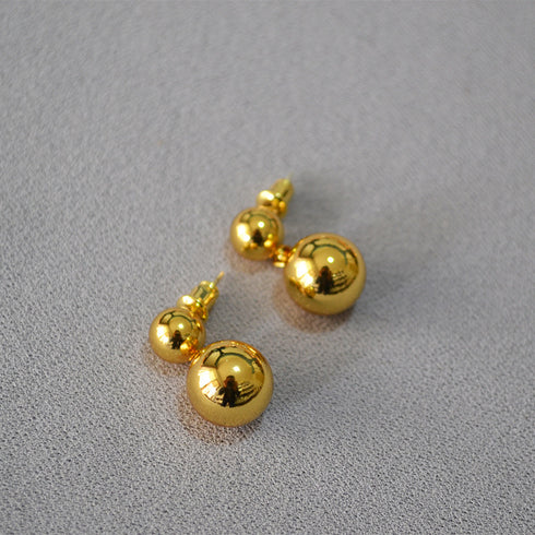 Dual Golden Ball Earrings - Zafari Studio Jewelry