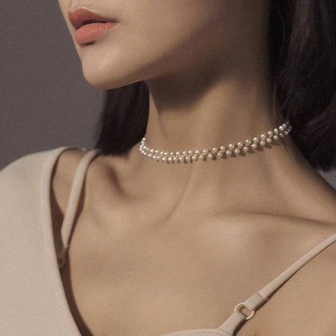 FELICITY Layered Rice Pearls Choker Necklace and Bracelet ( Purchase individually) - Zafari Studio Jewelry