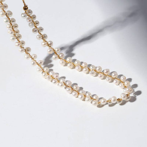 FELICITY Layered Rice Pearls Choker Necklace and Bracelet ( Purchase individually) - Zafari Studio Jewelry