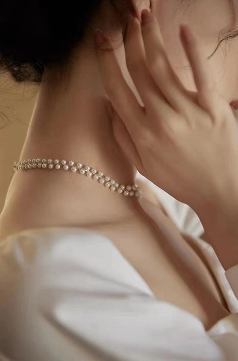 FELICITY Layered Rice Pearls Choker Necklace and Bracelet ( Purchase individually) - Zafari Studio Jewelry