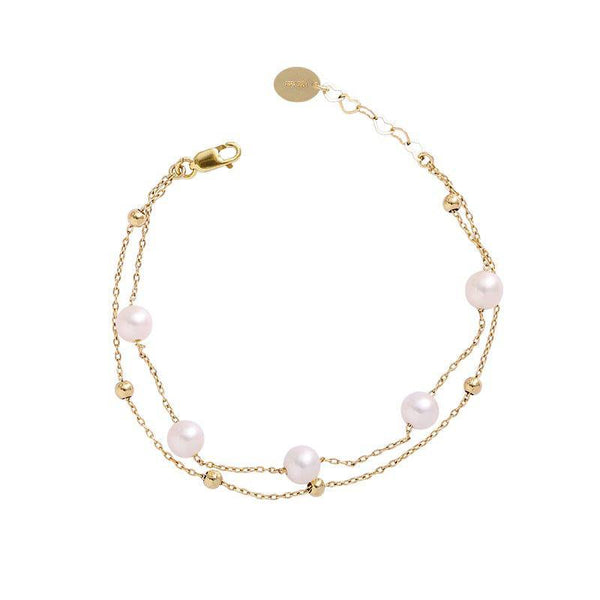 Layered Freshwater Pearl Bracelet 14K Yellow Gold - Zafari Studio Jewelry
