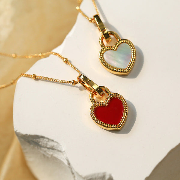 Heart Red Onyx Gold Vermeil Necklace - Zafari Studio Jewelry