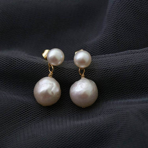 ELLE White Pearl Drop Earrings - Zafari Studio Jewelry