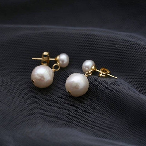 ELLE White Pearl Drop Earrings - Zafari Studio Jewelry
