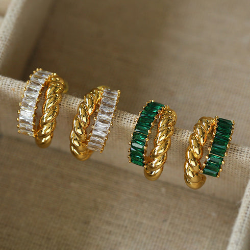 Twisted Striped CZ Earrings - Zafari Studio Jewelry