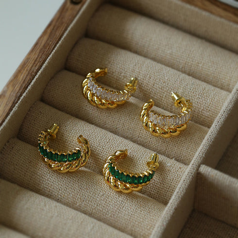 Twisted Striped CZ Earrings - Zafari Studio Jewelry