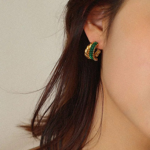 Twisted Striped CZ Earrings - Zafari Studio Jewelry