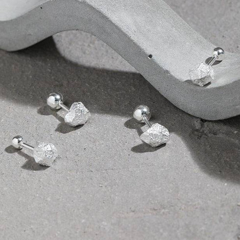 Broken ball stud earrings Sterling Silver Gold Vermeil - Zafari Studio Jewelry