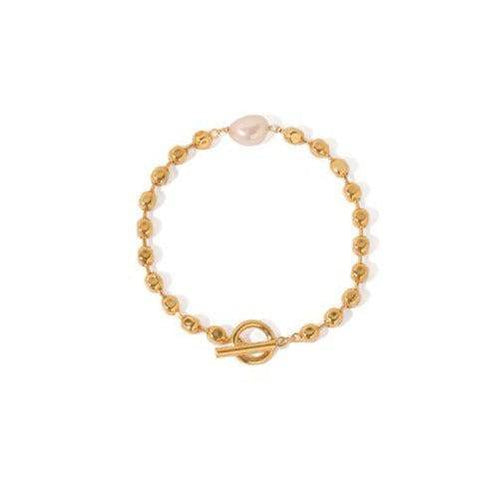 Gold Beaded Pearl Choker Necklace and Bracelet (Purchase Individually) - Zafari Studio Jewelry