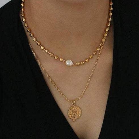 Gold Beaded Pearl Choker Necklace and Bracelet (Purchase Individually) - Zafari Studio Jewelry