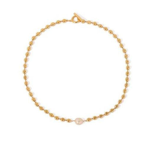 Gold Beaded Pearl Choker Necklace and Bracelet (Purchase Individually) - Zafari Studio Jewelry