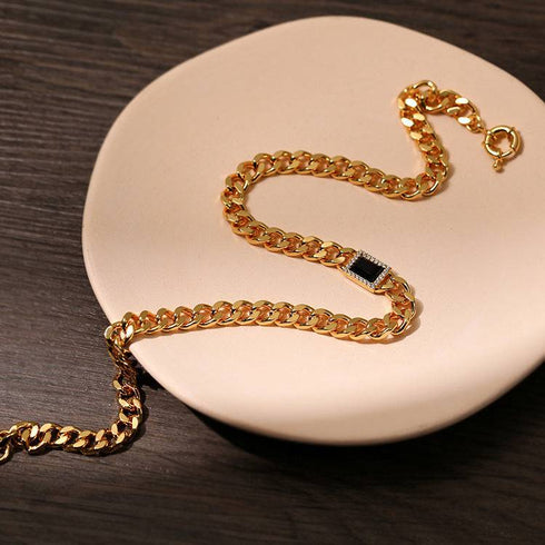 Black Bella CZ Gold Cuba Chain Necklace Earrings( Purchase Individually) - Zafari Studio Jewelry