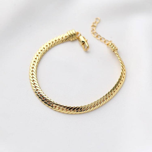 Modern Design Flat Snake Chain Bracelet and Necklace (Purchase Individually) - Zafari Studio Jewelry