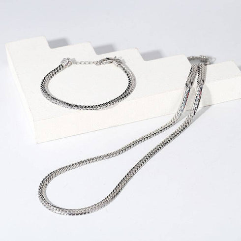 Modern Design Flat Snake Chain Bracelet and Necklace (Purchase Individually) - Zafari Studio Jewelry